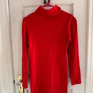 Red, turtleneck sweater dress!